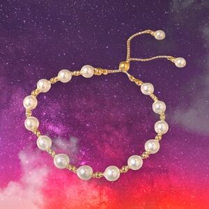 Adjustable Faux Pearl Bracelet